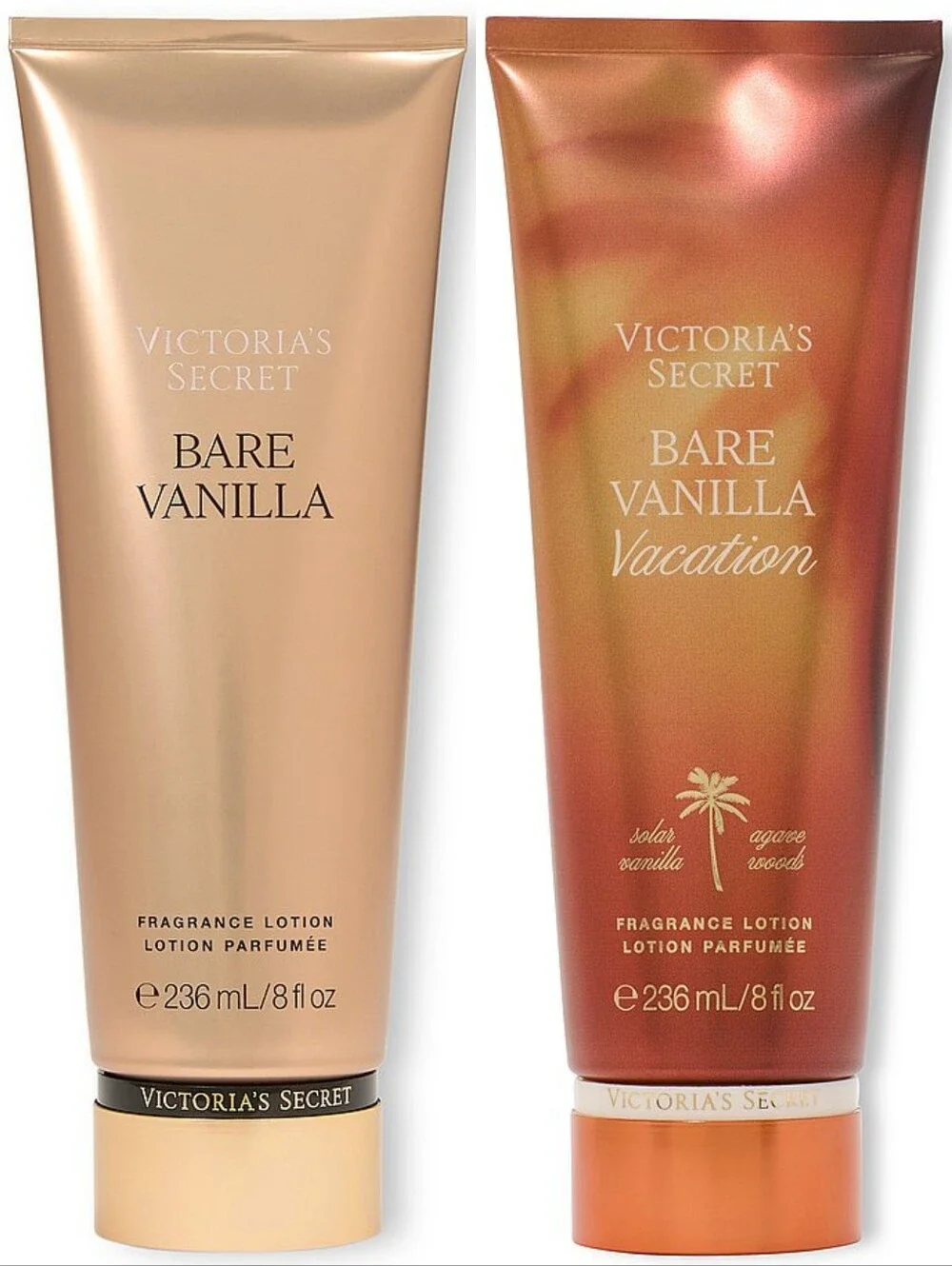 Victoria's Secret Bare Vanilla & Bare Vanilla Vacation Fragrance Body Lotion Set